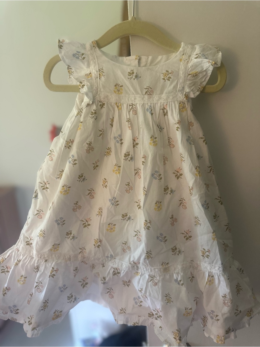 Janie and Jack. White Floral Ruffle Baby Dress